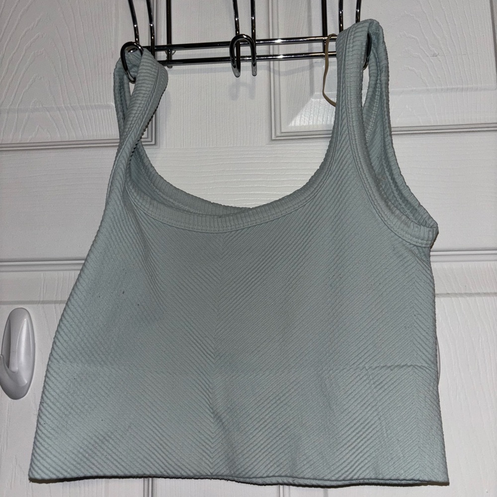 quiet storm light teal ribbed tank top